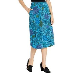 NWT New FRESH PRODUCE SKETCHED FLORA LONG AVERY SKIRT SEAPORT BLUE M  L MRSP $75
